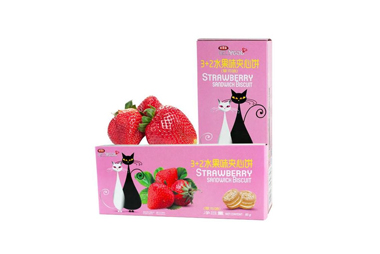 情侣猫3+2水果味夹心饼干（草莓味）85g